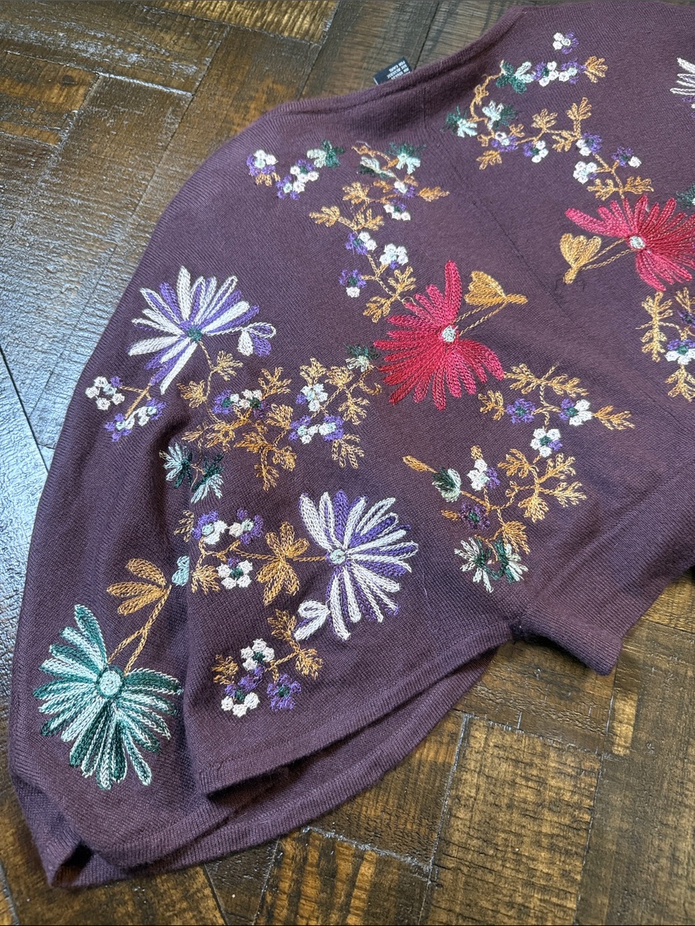 Arden B Y2K Silk Cashmere Beaded Embroidered Tie Front Shrug XS - Picture 10 of 11